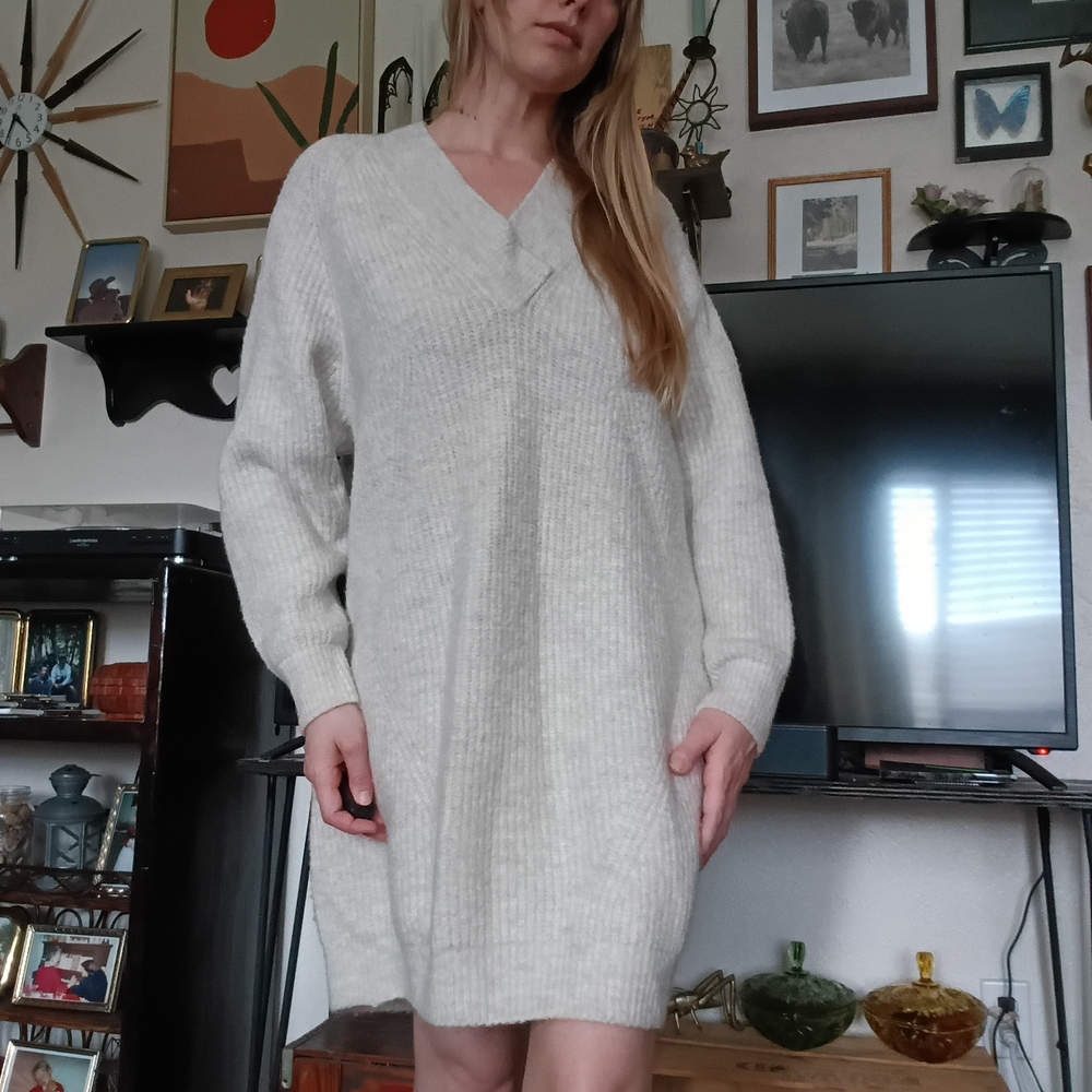 Cozy Zara Beige Knit Sweater Dress